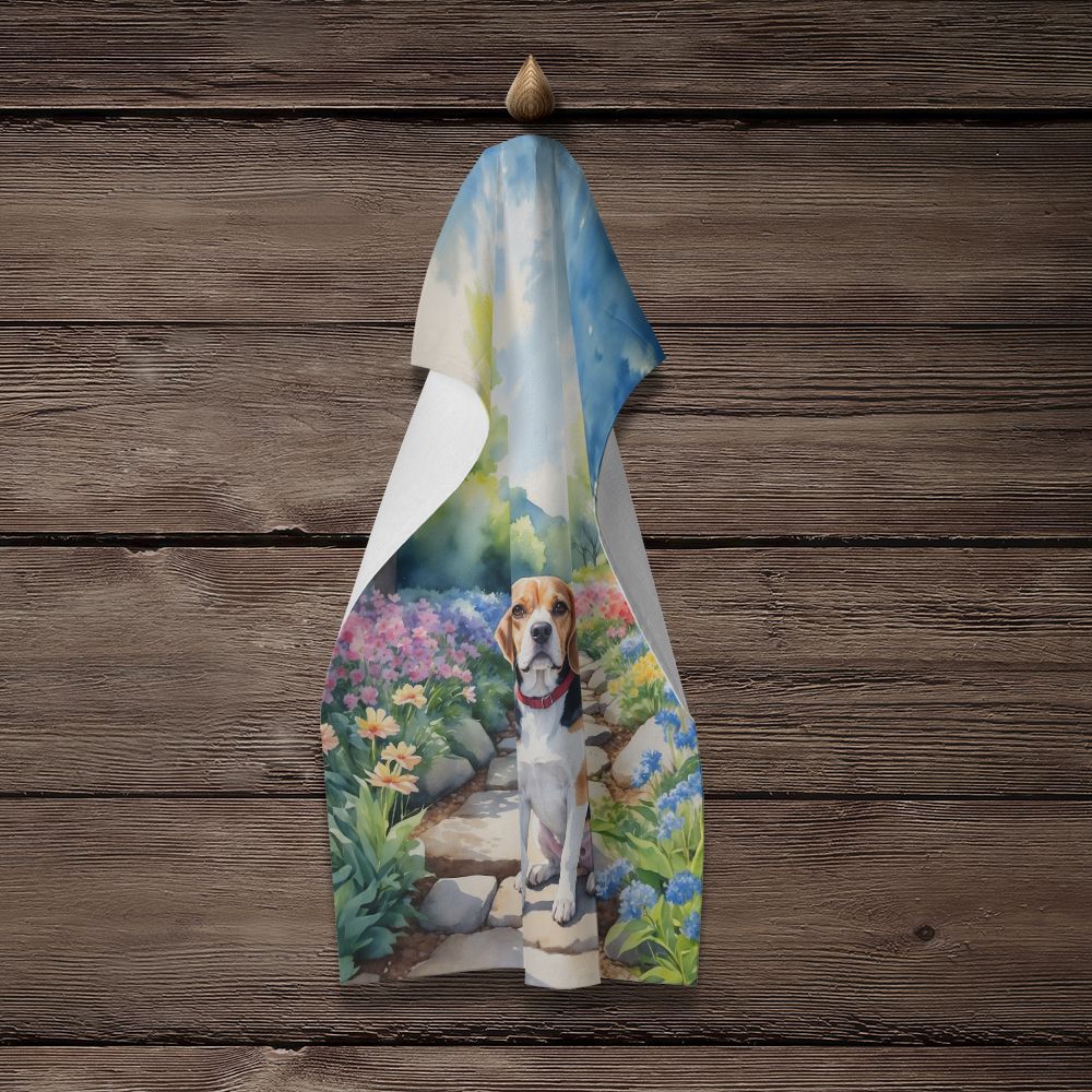 Beagle Spring Garden Kitchen Towel Dish Cloths Guest Hand Towel Decorative Bathroom Towel for Face,Tea, Dishcloth, Kitchen and Bath