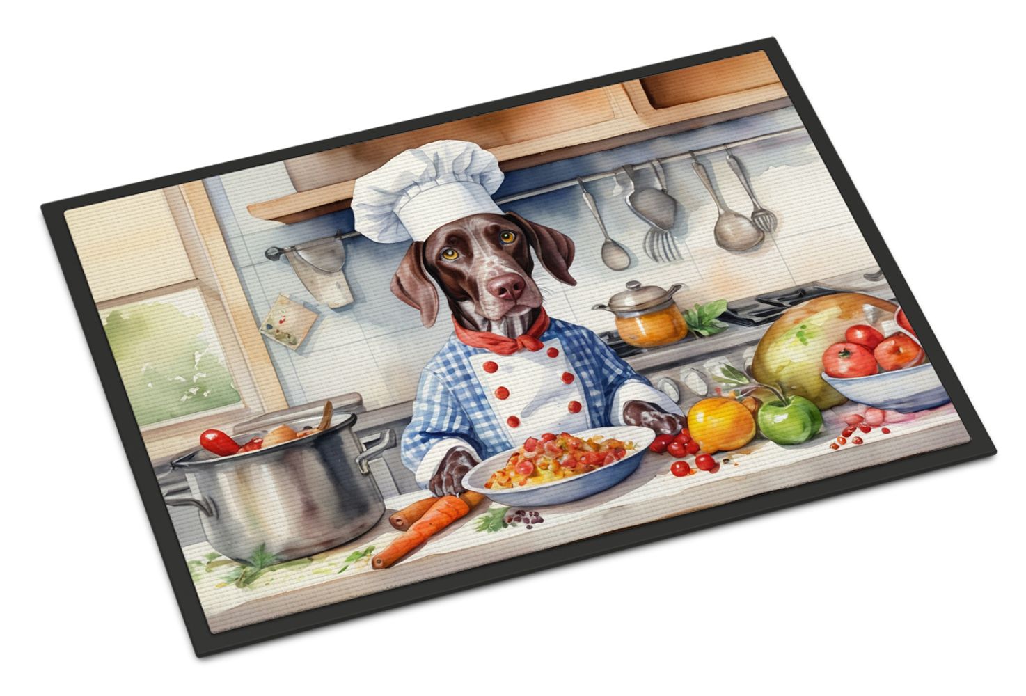 NEW German Shorthaired Pointer The Chef Doormat Front Door Mat Indoor Outdoor Rugs for Entryway, Non Slip Washable Low Pile, 18H X 27W
