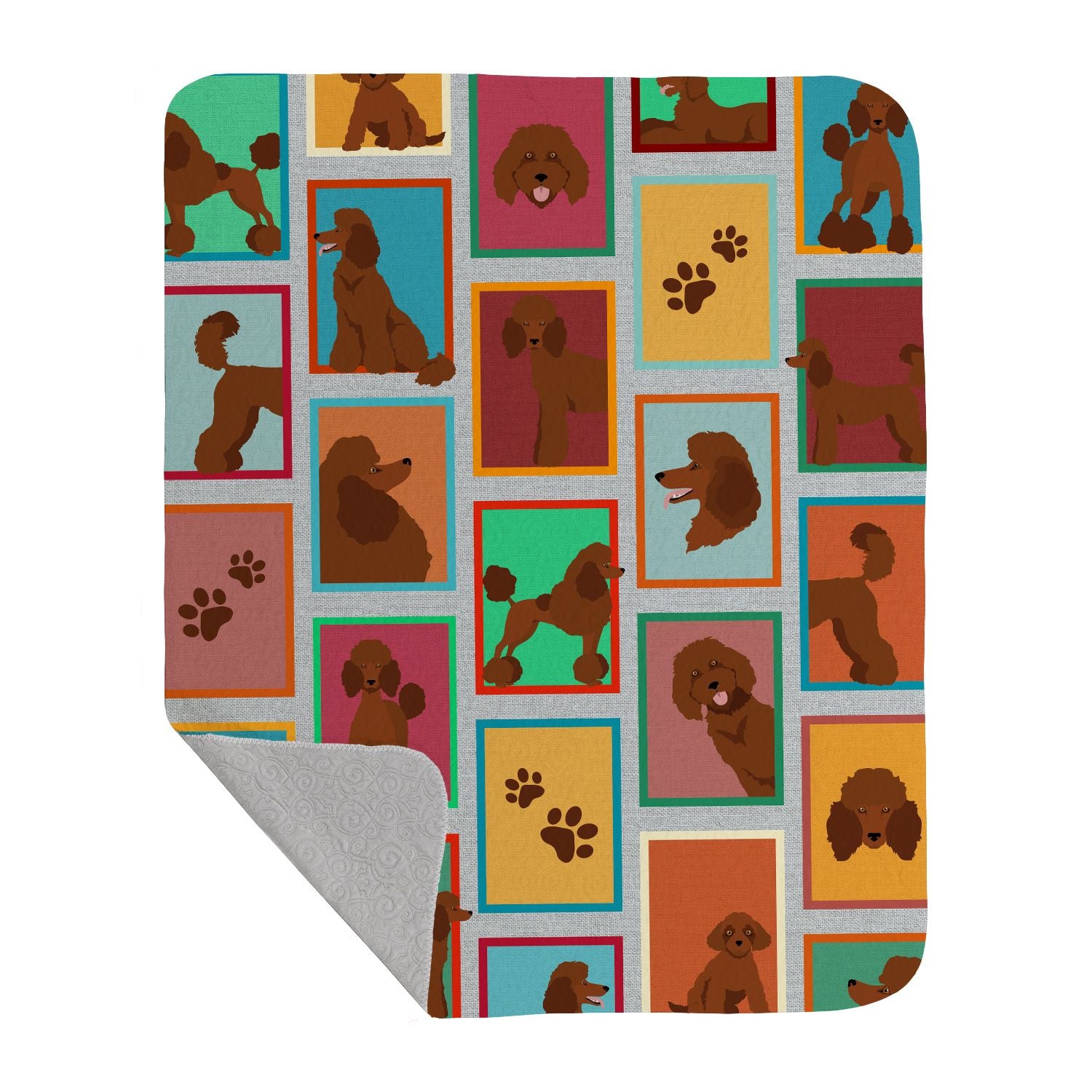 Lots of Chocolate Standard Poodle Quilted Blanket 50x60 Artwork Pattern Quilted Throw Blanket for Bed, Couch, Sofa, Soft and Lightweight