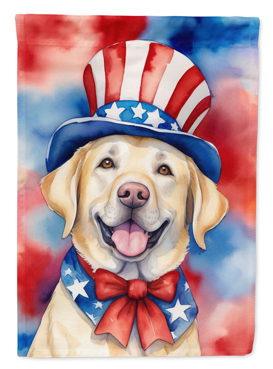 Labrador Retriever Patriotic American House Flag Large Porch Sleeve Pole Decorative Outside Yard Banner Artwork Wall Hanging, Polyester, House Size, Multicolor