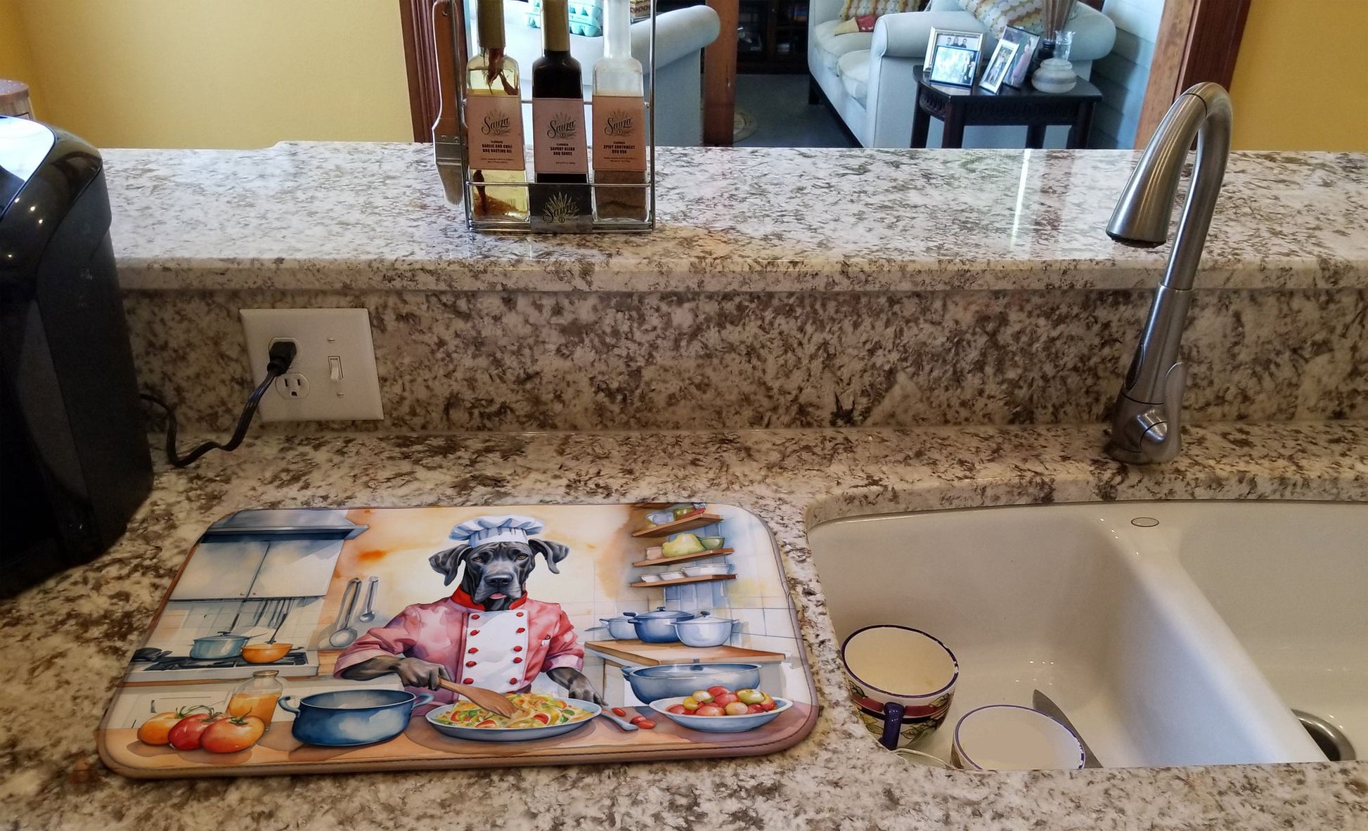 Great Dane The Chef Dish Drying Mat Absorbent Dish Drying Mat Pad for Kitchen Counter Dish Drainer Mat for Countertop, 14 x 21", Multicolor