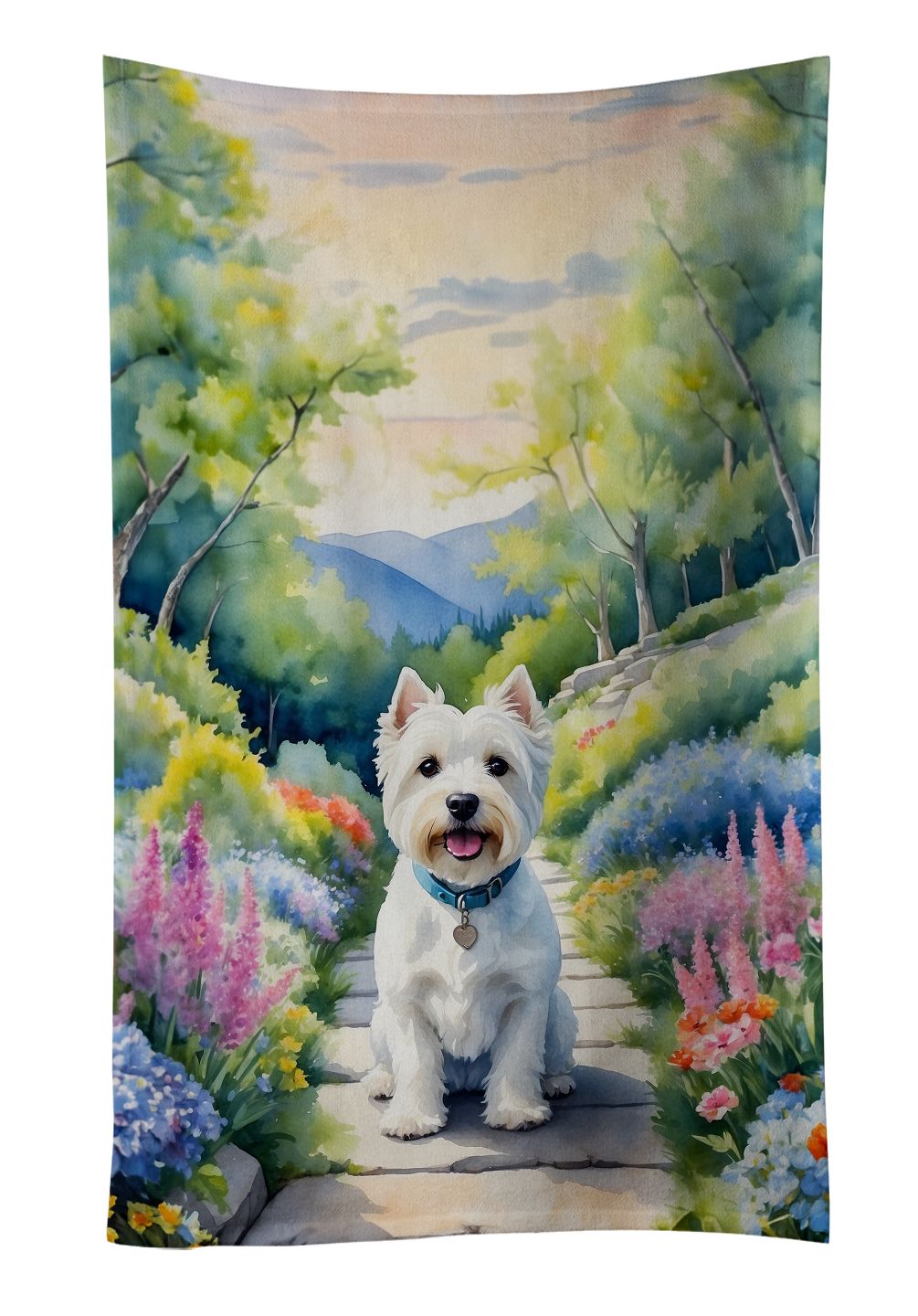 Westie Spring Path Kitchen Towel Dish Cloths Guest Hand Towel Decorative Bathroom Towel for Face,Tea, Dishcloth, Kitchen and Bath