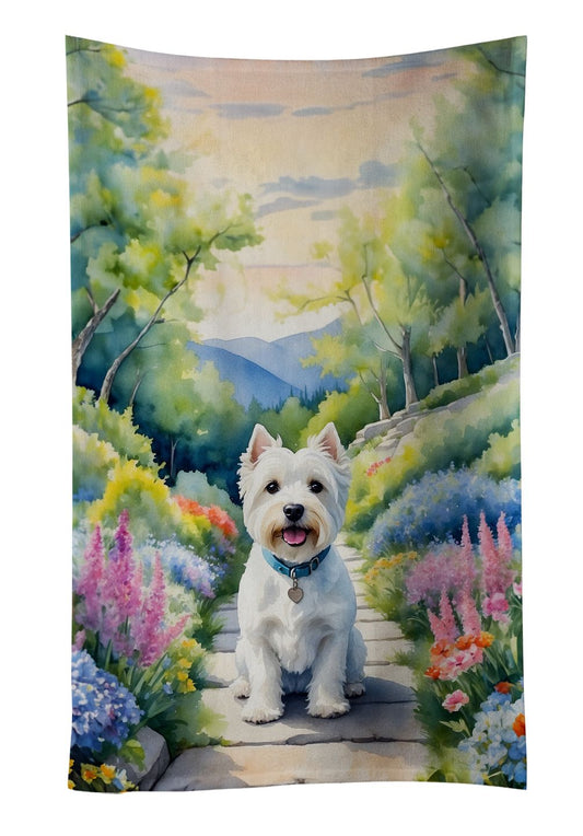 Westie Spring Path Kitchen Towel Dish Cloths Guest Hand Towel Decorative Bathroom Towel for Face,Tea, Dishcloth, Kitchen and Bath