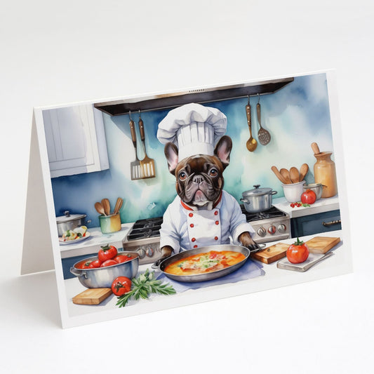 French Bulldog The Chef Greeting Cards Pack of 8 Blank Cards with Envelopes Whimsical A7 Size 5x7 Blank Note Cards