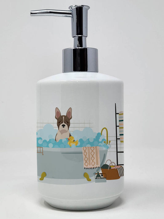 Brindle Boston Terrier Ceramic Soap Dispenser Hand Soap Dispenser Pump Bottles for Bathroom Kitchen, Empty Refillable Liquid Soap Container