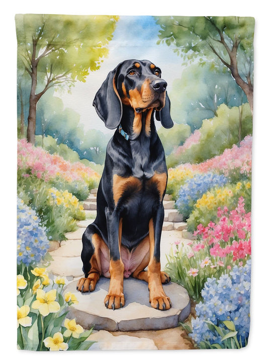 Black and Tan Coonhound Spring Path Garden Flag Mailbox Flag Decorative Yard Flag Banner Outside Patio Artwork Yard Flower Beds, Garden Size, Multicolor