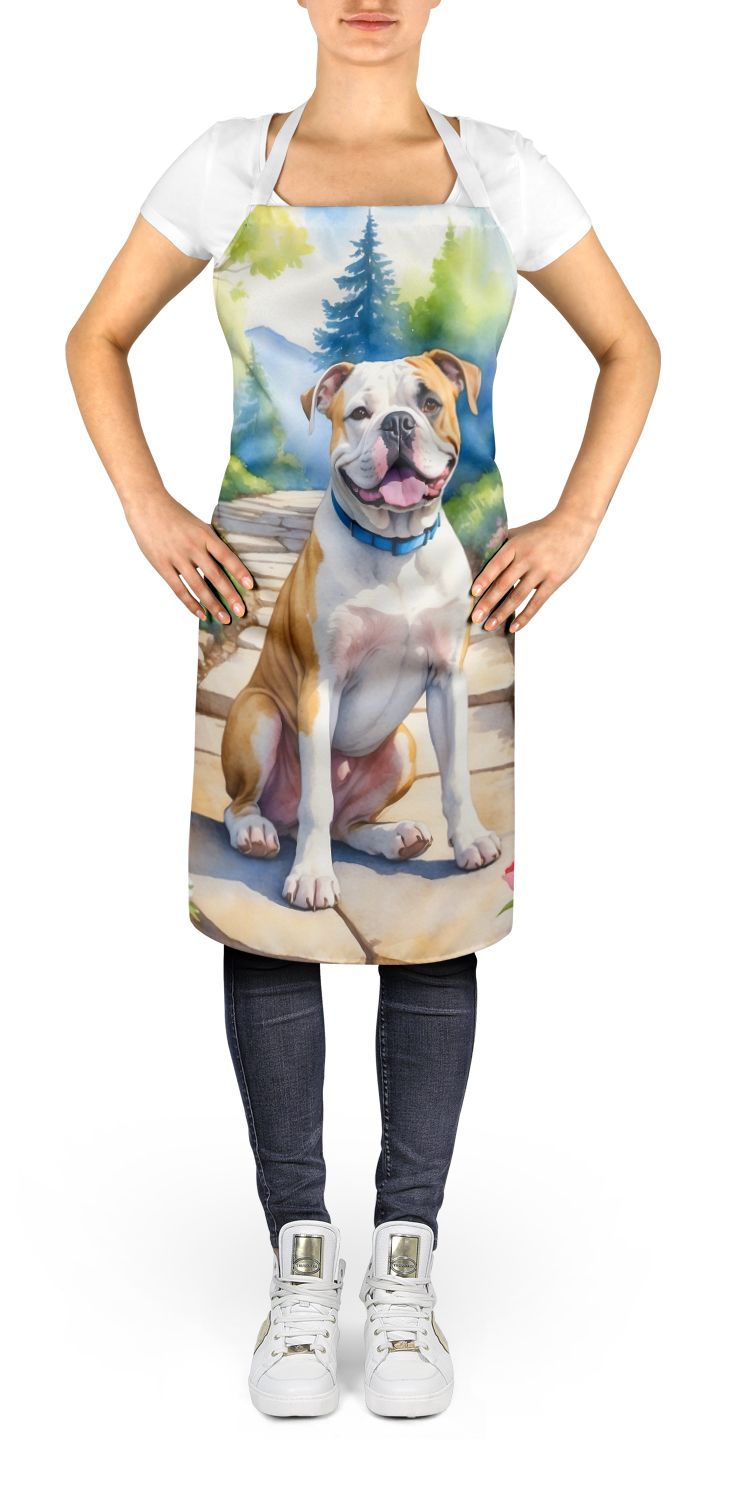 American Bulldog Spring Garden Apron Cooking Kitchen Server Baking Crafts Gardening for Adult Women Men, Unisex, Large, Multicolor