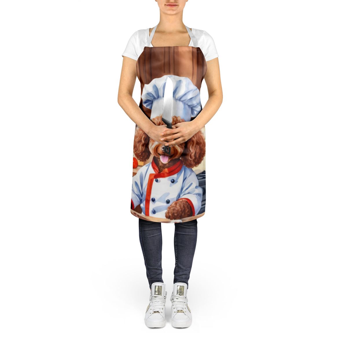 Chocolate Poodle The Chef Apron Cooking Kitchen Server Baking Crafts Gardening for Adult Women Men, Unisex, Large, Multicolor