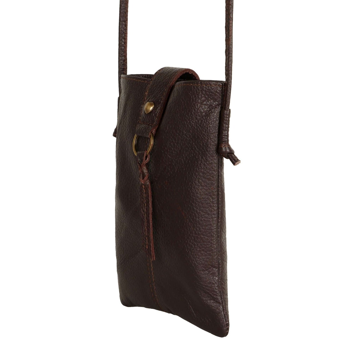 Jennie Small crossbody bag w/ slim strap closure & tassel - Mahogany Brown