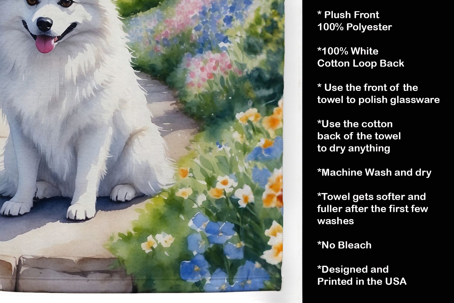American Eskimo Spring Garden Kitchen Towel Dish Cloths Guest Hand Towel Decorative Bathroom Towel for Face,Tea, Dishcloth, Kitchen and Bath