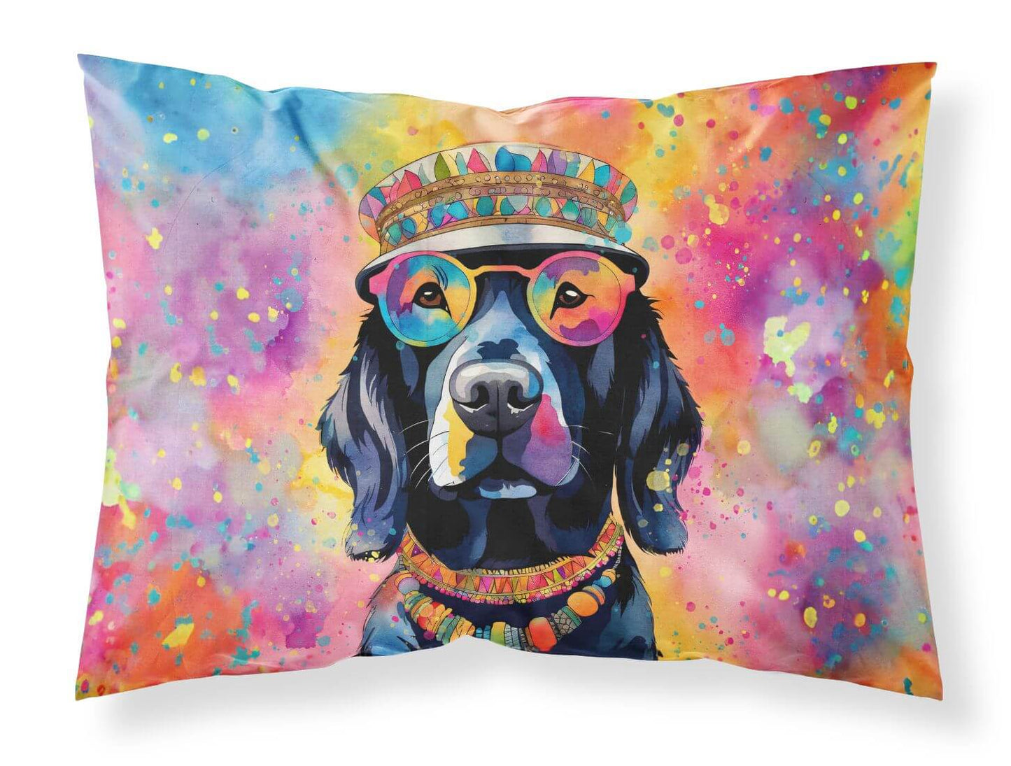Black Labrador Hippie Dawg Standard Pillowcase Lightweight Super Soft Easy Care Decorative Artwork Pillowcase, Standard