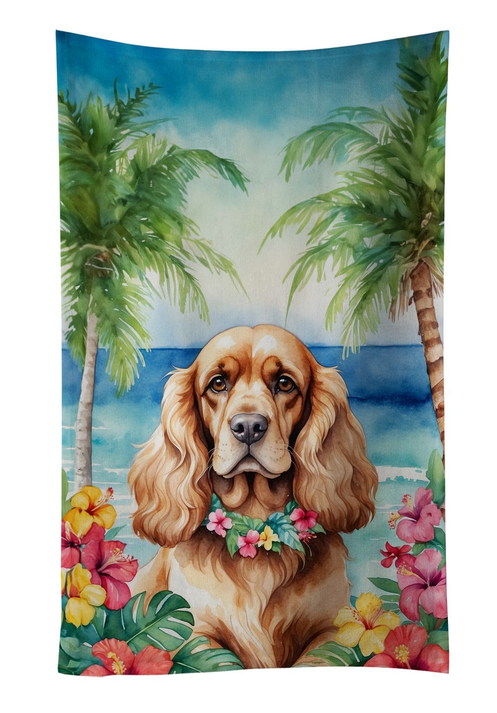 Cocker Spaniel Luau Kitchen Towel Dish Cloths Guest Hand Towel Decorative Bathroom Towel for Face,Tea, Dishcloth, Kitchen and Bath