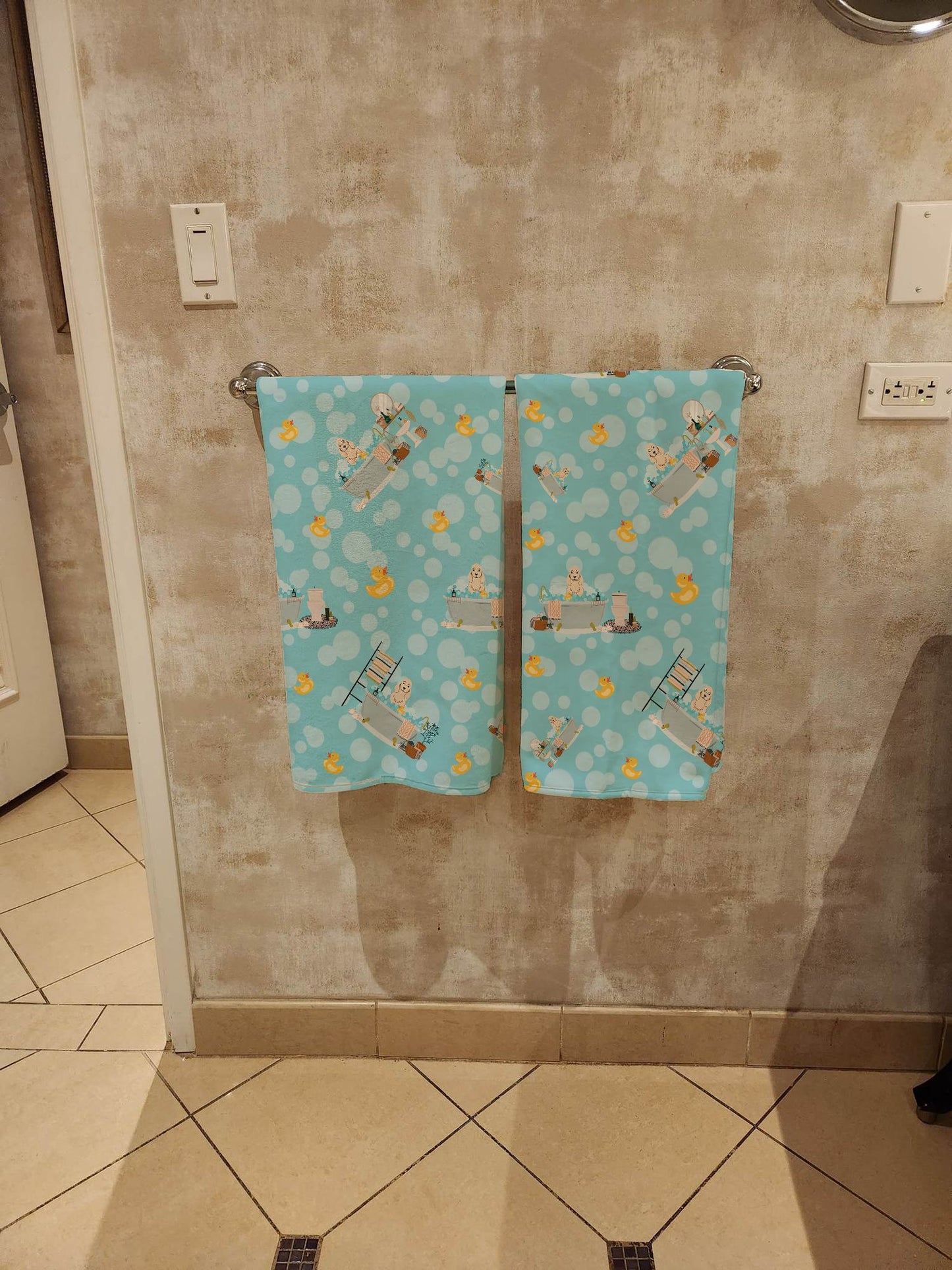NEW Buff Cocker Spaniel in Bathtub Bath Towel Large Oversized Plush Fitness Body Towel, Ultra Soft Absorbent Quick Drying, 42"L x 24"W
