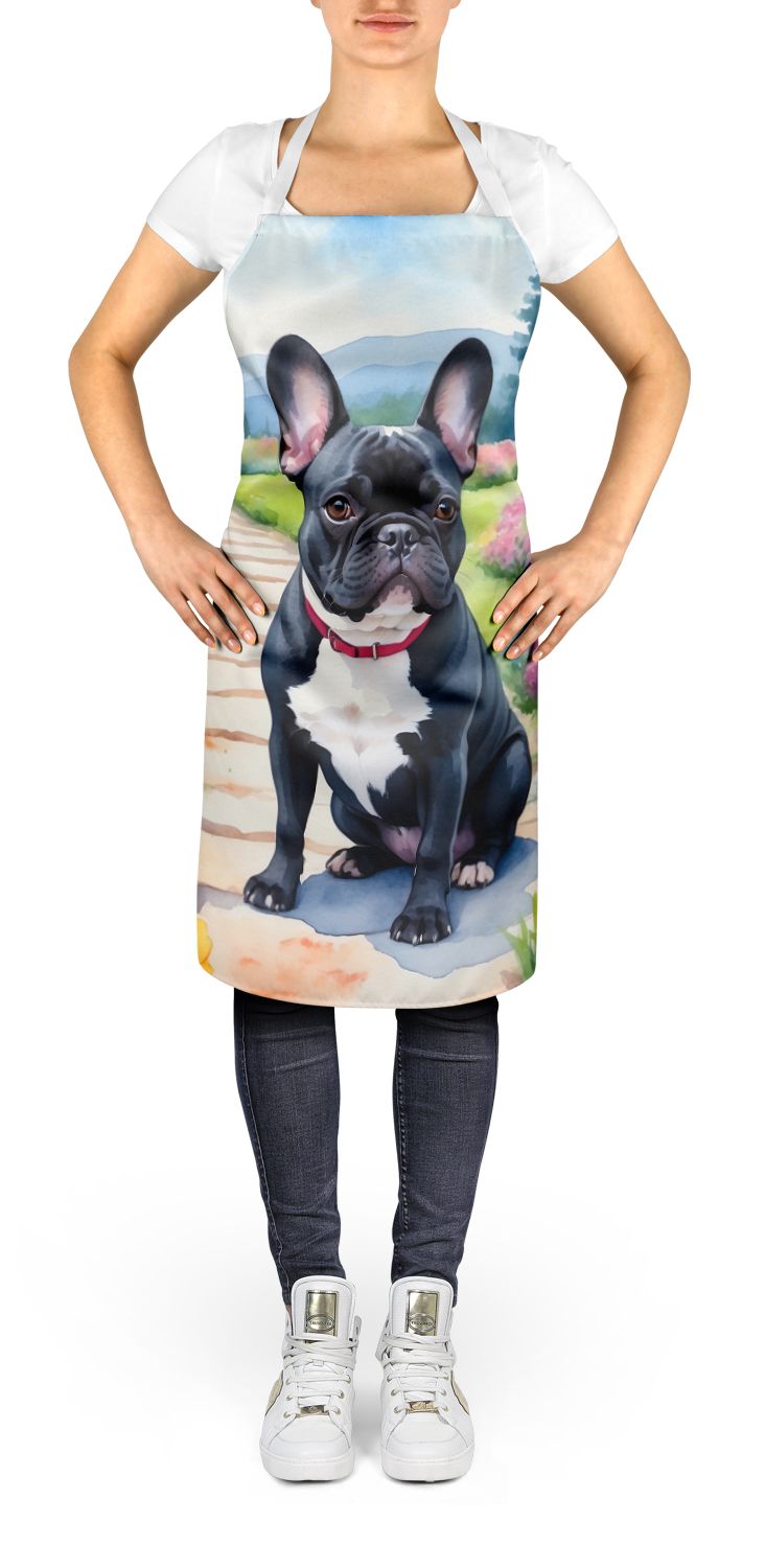 French Bulldog Spring Path Apron Cooking Kitchen Server Baking Crafts Gardening for Adult Women Men, Unisex, Large, Multicolor