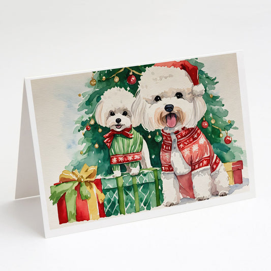Bichon Frise Christmas Greeting Cards Pack of 8 Blank Cards with Envelopes Whimsical A7 Size 5x7 Blank Note Cards