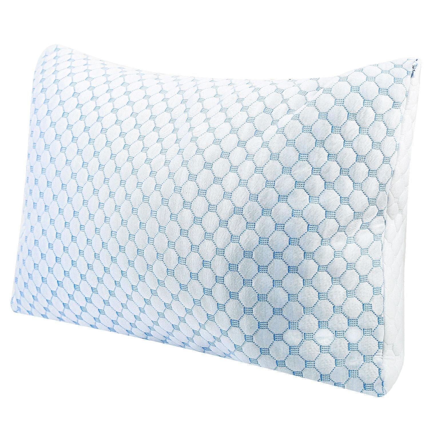 Cooling Memory Foam Pillow Ventilated Soft Bed Pillow w/ Cooling Gel Infused Memory Foam 2Pcs Queen Size - Clothes For Her Online Store