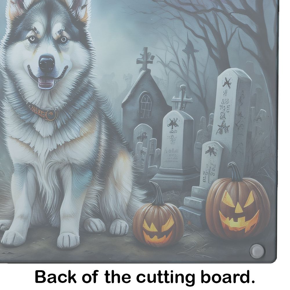 NEW Alaskan Malamute Spooky Halloween Glass Cutting Board Decorative Tempered Glass Kitchen Cutting and Serving Board Large Size Chopping Board