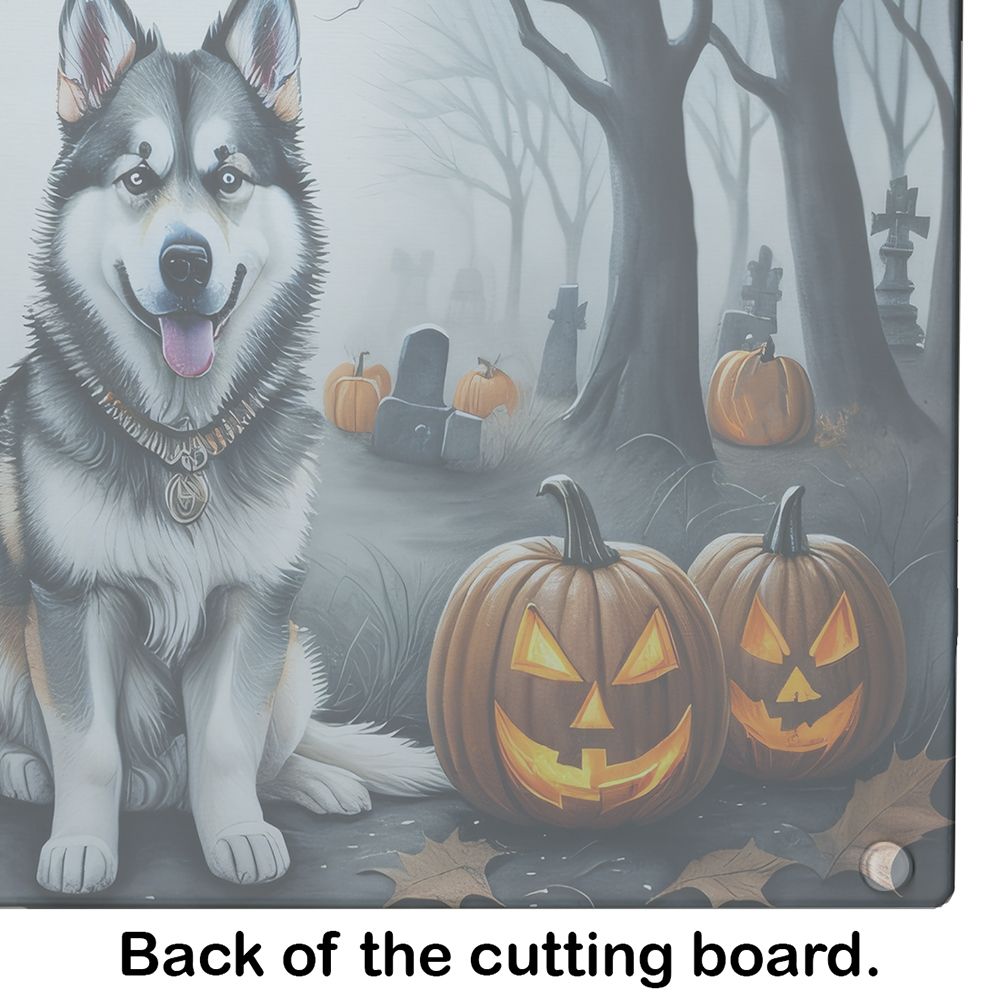 NEW Alaskan Malamute Spooky Halloween Glass Cutting Board Decorative Tempered Glass Kitchen Cutting and Serving Board Large Size Chopping Board