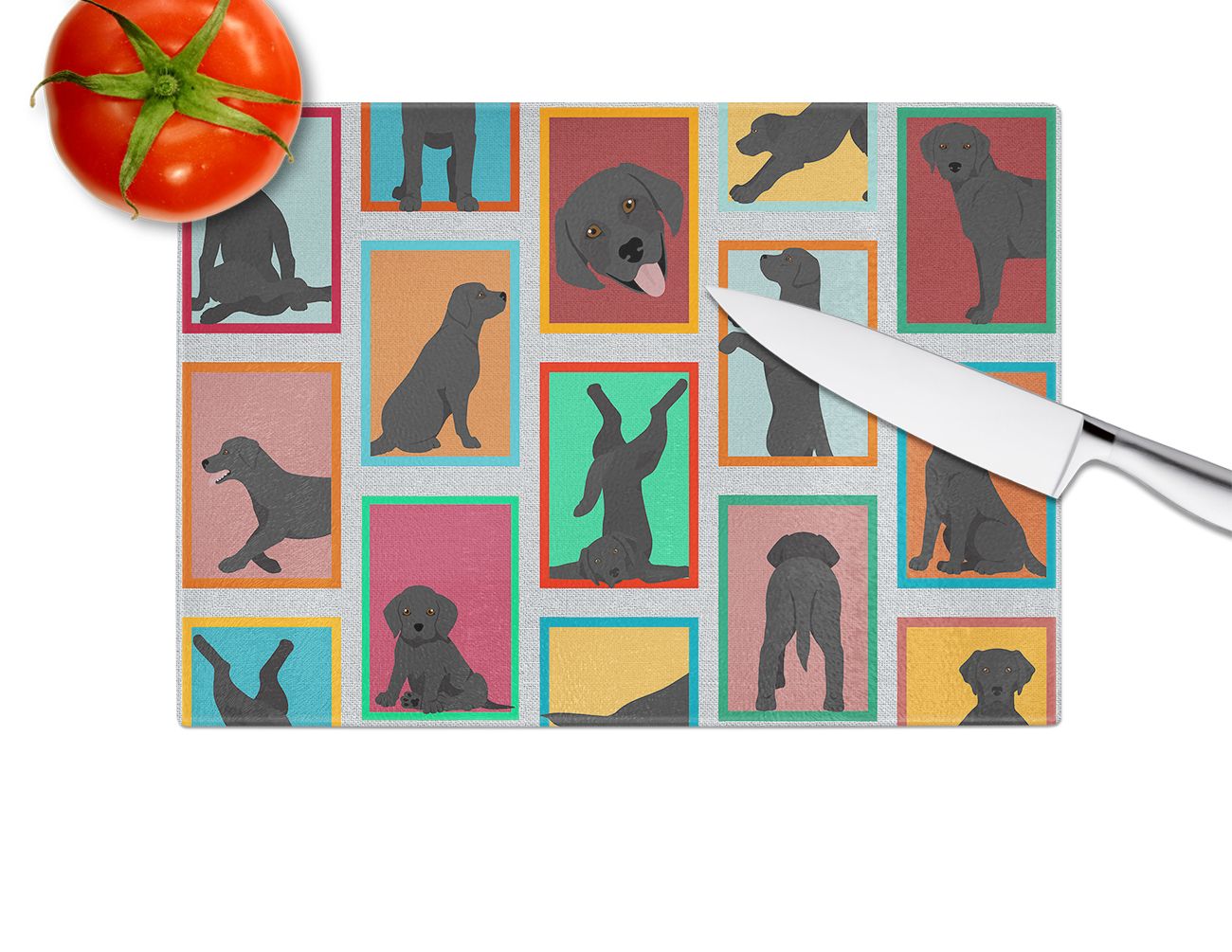 NEW Lots of Black Labrador Retriever Glass Cutting Board Decorative Tempered Glass Kitchen Cutting and Serving Board Large Size Chopping Board