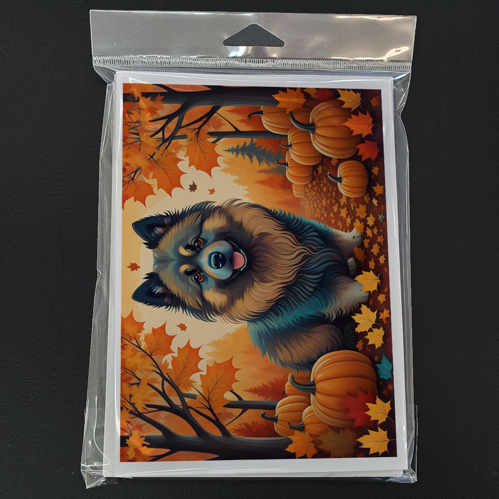 Keeshond Fall Greeting Cards Pack of 8 Blank Cards with Envelopes Whimsical A7 Size 5x7 Blank Note Cards