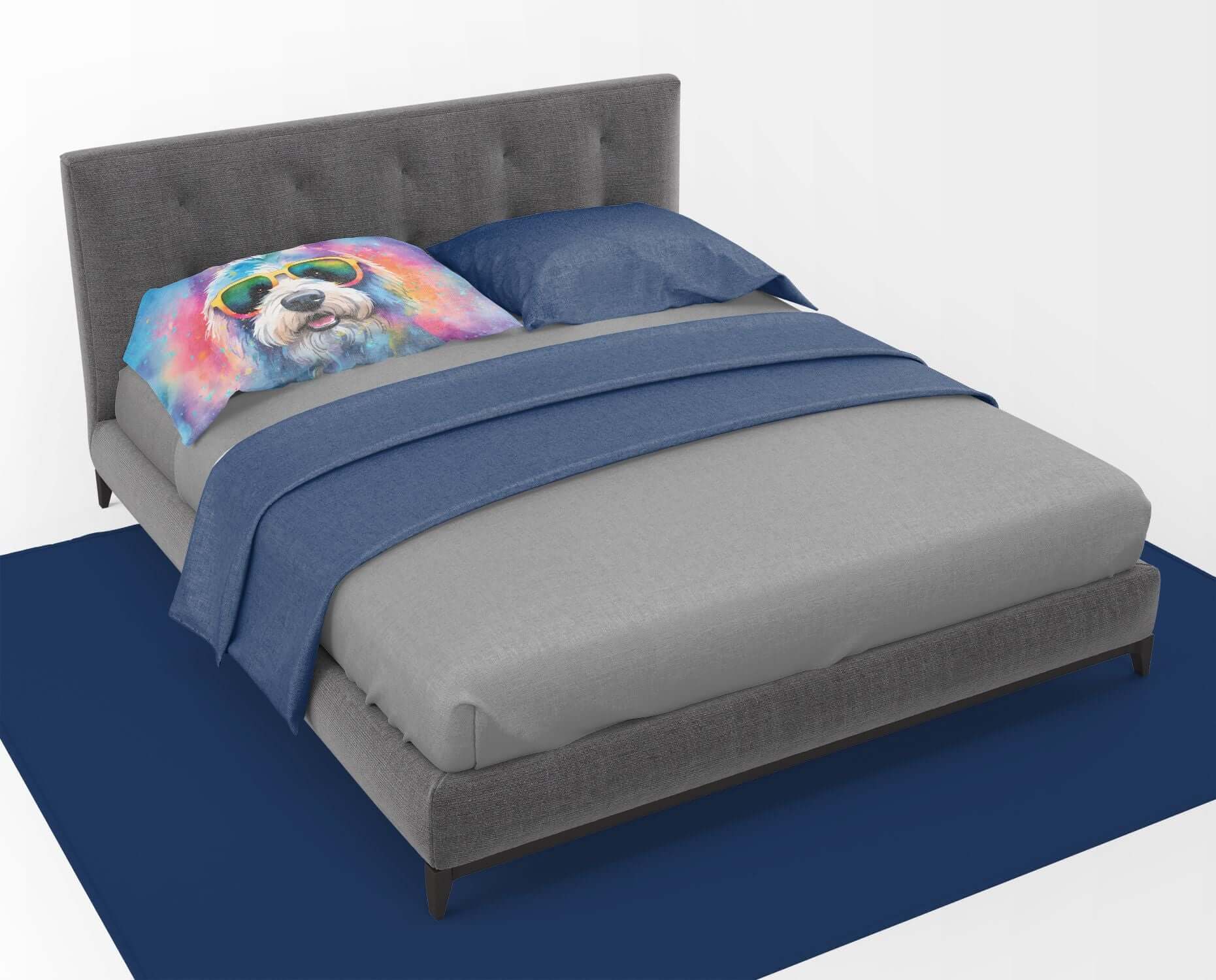 Old English Sheepdog Hippie Dawg Standard Pillowcase Lightweight Super Soft Easy Care Decorative Artwork Pillowcase, Standard