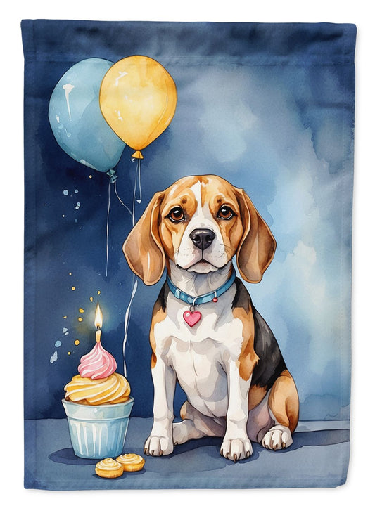 Beagle Happy Birthday Garden Flag Mailbox Flag Decorative Yard Flag Banner Outside Patio Artwork Yard Flower Beds, Garden Size, Multicolor