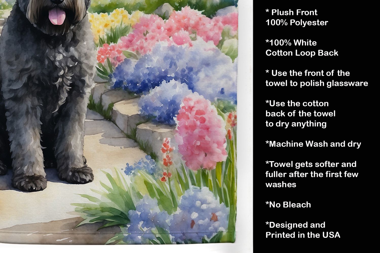 Bouvier des Flandres Spring Path Kitchen Towel Dish Cloths Guest Hand Towel Decorative Bathroom Towel for Face,Tea, Dishcloth, Kitchen and Bath