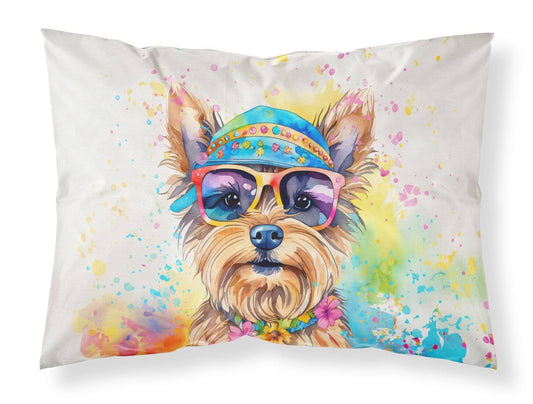 Yorkshire Terrier Hippie Dawg Standard Pillowcase Lightweight Super Soft Easy Care Decorative Artwork Pillowcase, Standard