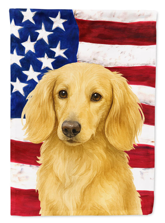 Longhaired Cream Dachshund American Flag Garden Flag Mailbox Flag Decorative Yard Flag Banner Outside Patio Artwork Yard Flower Beds, Garden Size, Multicolor