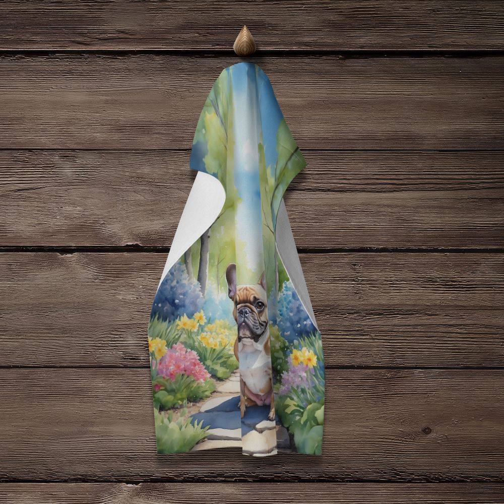 French Bulldog Spring Path Kitchen Towel Dish Cloths Guest Hand Towel Decorative Bathroom Towel for Face,Tea, Dishcloth, Kitchen and Bath