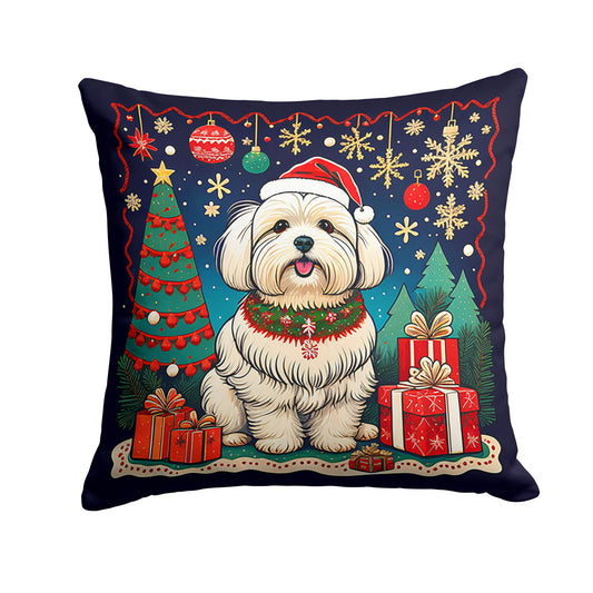 Coton De Tulear Christmas Throw Pillow Machine Washable, Indoor Outdoor Decorative Pillow for Couch, Bed or Patio, 18Hx18W