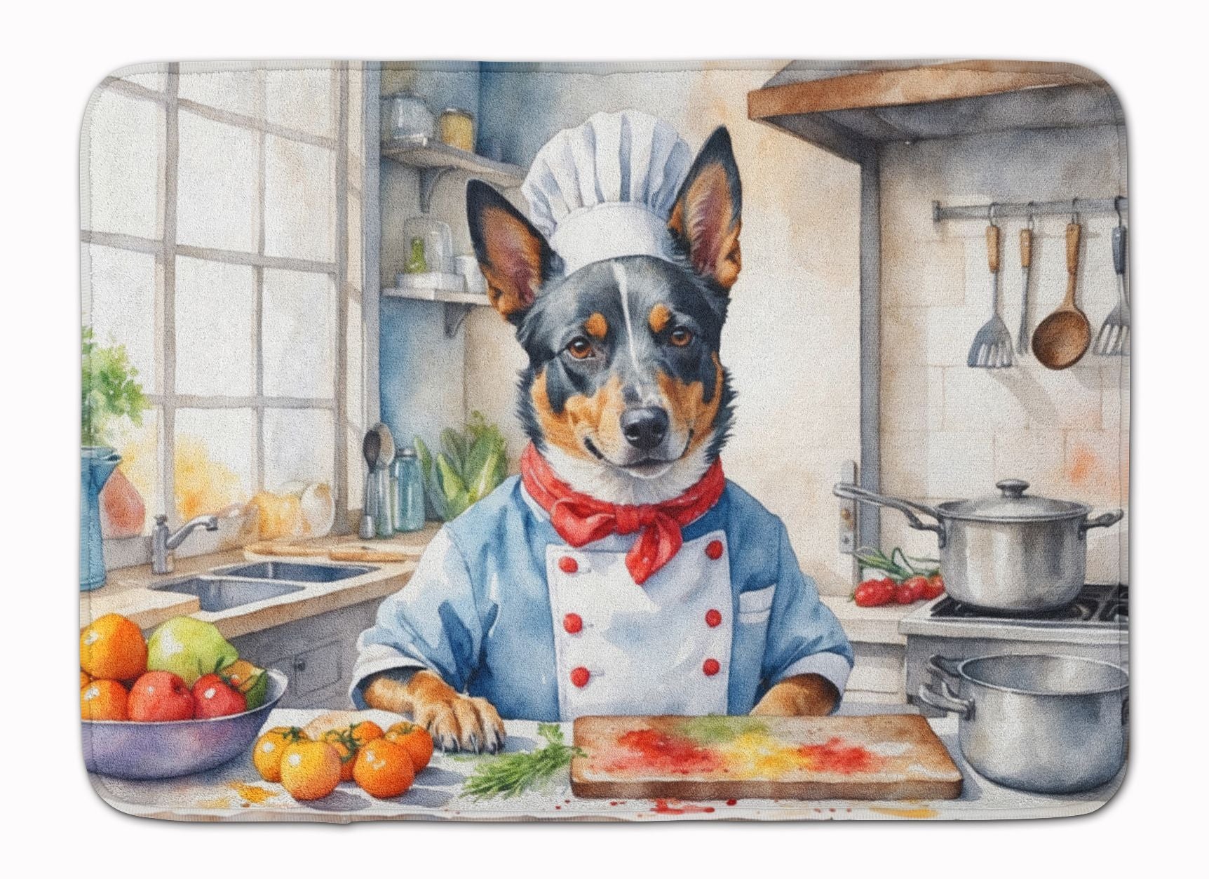 Australian Cattle Dog The Chef Memory Foam Kitchen Mat Machine Washable Anti-Fatigue Mat Cushion Comfort Bath Mat or Kitchen Rug