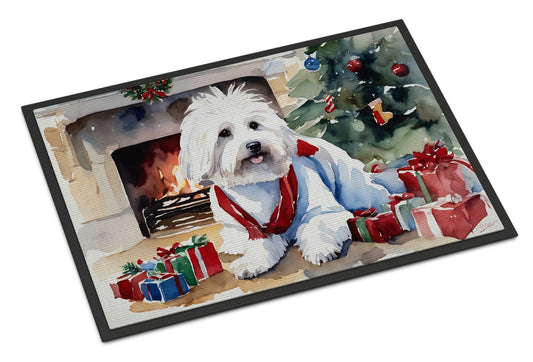 Coton De Tulear Cozy Christmas Doormat Front Door Mat Indoor Outdoor Rugs for Entryway, Non Slip Washable Low Pile, 24H X 36W