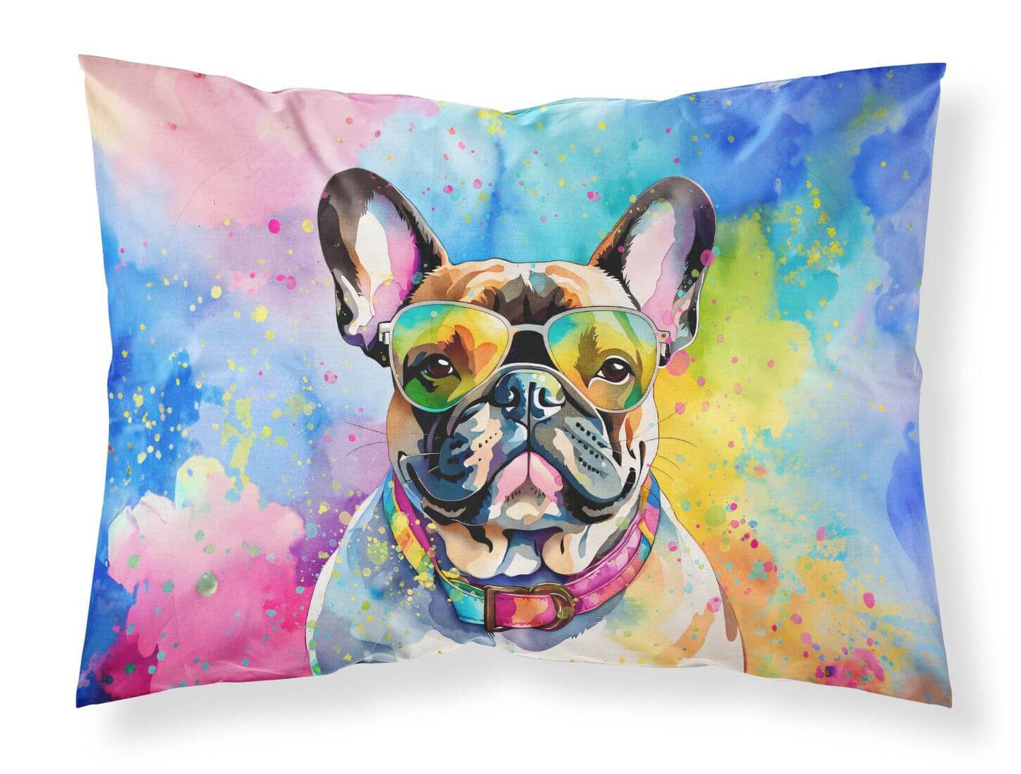 French Bulldog Hippie Dawg Standard Pillowcase Lightweight Super Soft Easy Care Decorative Artwork Pillowcase, Standard