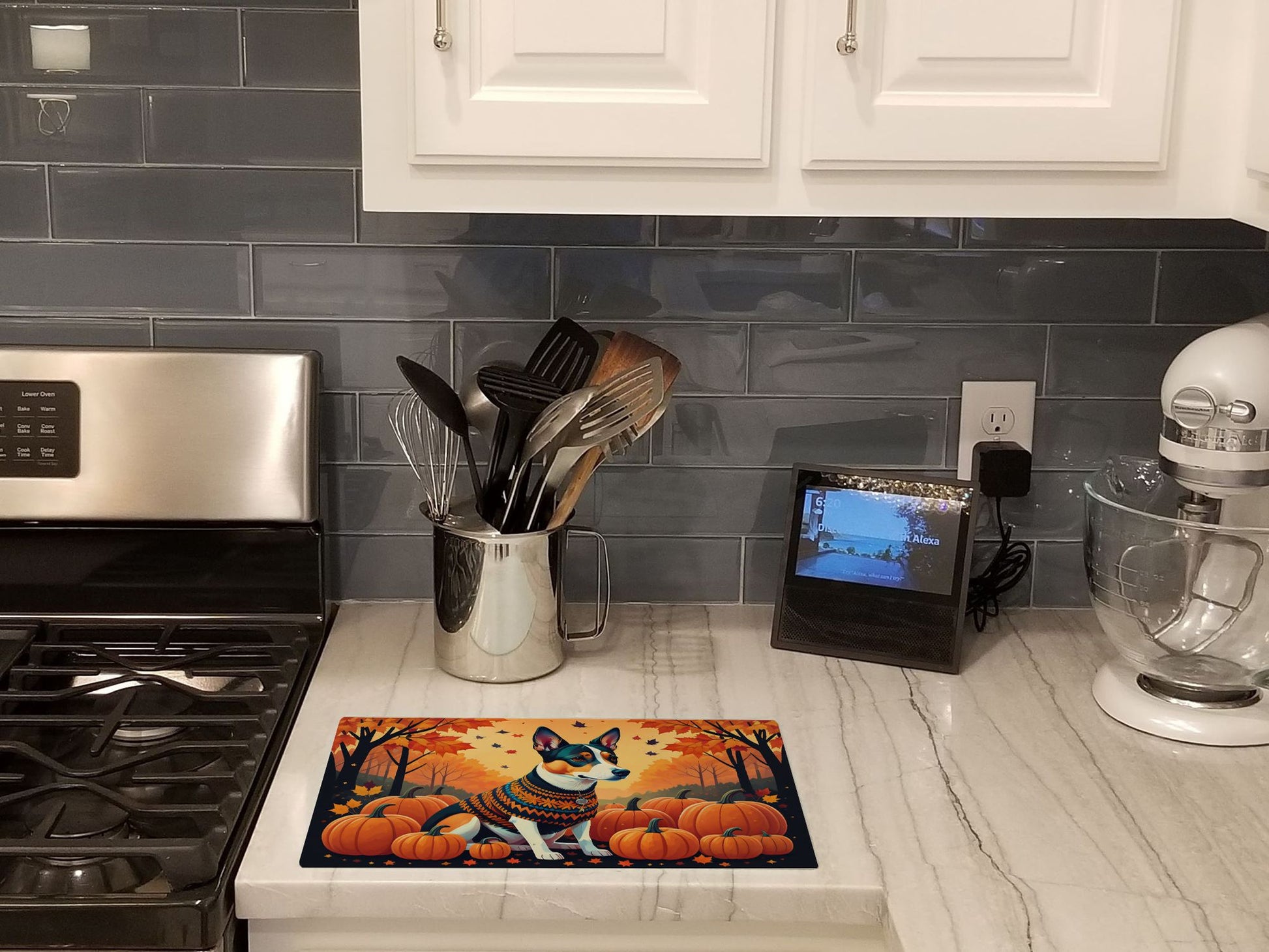 NEW Basenji Fall Glass Cutting Board Decorative Tempered Glass Kitchen Cutting and Serving Board Large Size Chopping Board
