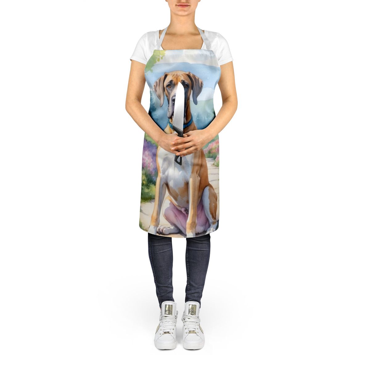Great Dane Spring Path Apron Cooking Kitchen Server Baking Crafts Gardening for Adult Women Men, Unisex, Large, Multicolor