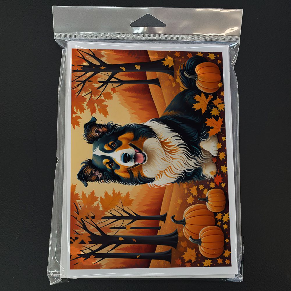 Collie Fall Greeting Cards Pack of 8 Blank Cards with Envelopes Whimsical A7 Size 5x7 Blank Note Cards
