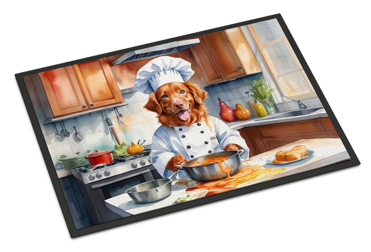 Nova Scotia Duck Tolling Retriever The Chef Doormat Front Door Mat Indoor Outdoor Rugs for Entryway, Non Slip Washable Low Pile, 24H X 36W