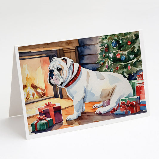 White English Bulldog Christmas Greeting Cards Pack of 8 Blank Cards with Envelopes Whimsical A7 Size 5x7 Blank Note Cards