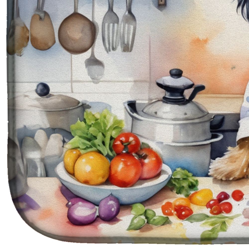 Tibetan Terrier The Chef Dish Drying Mat Absorbent Dish Drying Mat Pad for Kitchen Counter Dish Drainer Mat for Countertop, 14 x 21", Multicolor