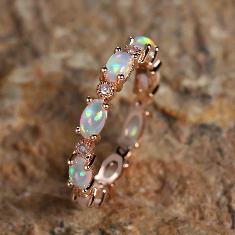 Ring Of Opal Engagement Wedding Valentine's Gift Women's Exquisite Jewelry Trendy Accessories