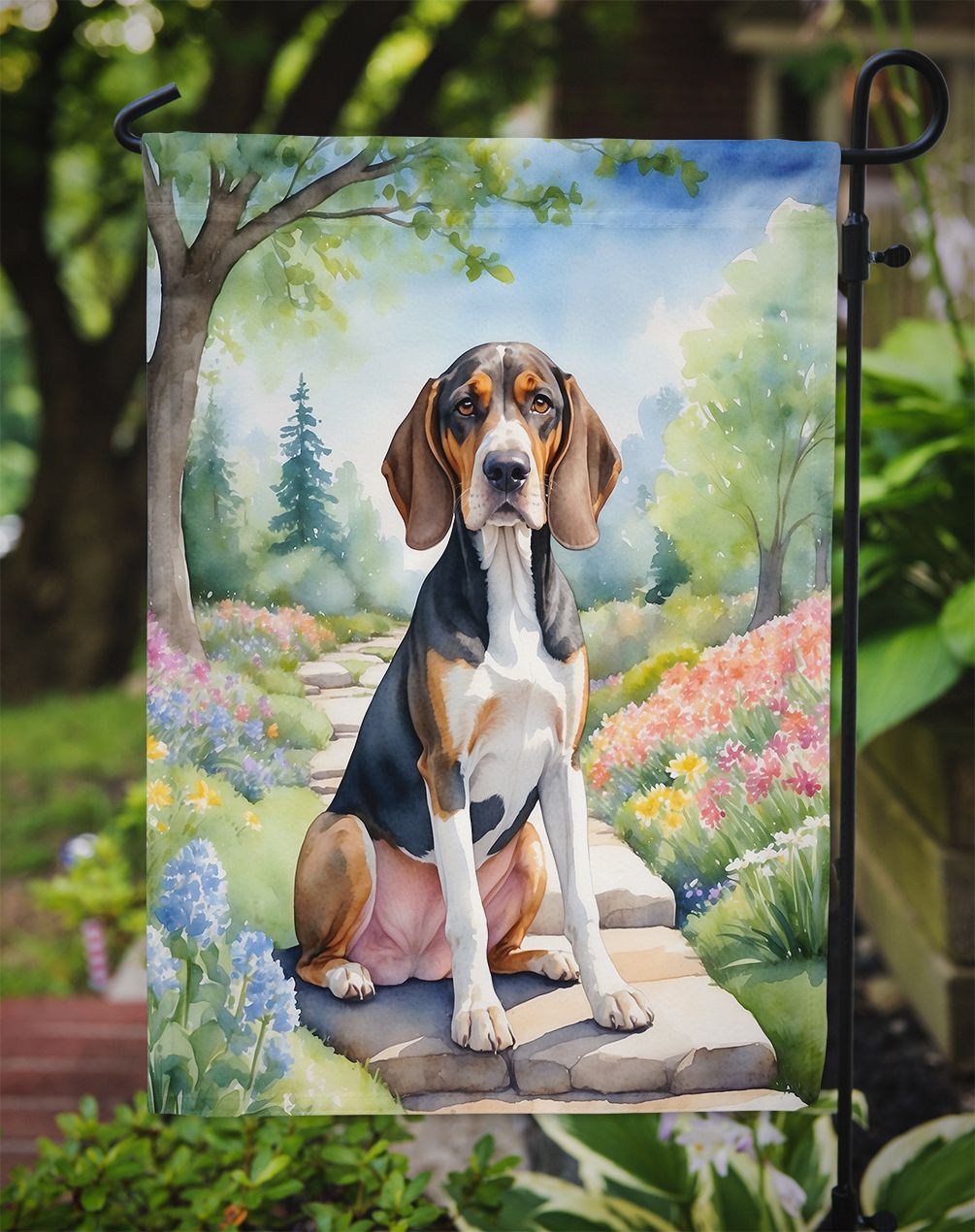 American English Coonhound Spring Garden Garden Flag Mailbox Flag Decorative Yard Flag Banner Outside Patio Artwork Yard Flower Beds, Garden Size, Multicolor