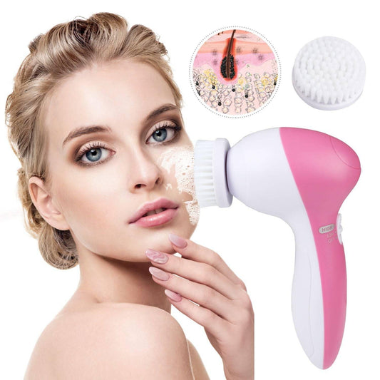 Facial Cleansing Brush Waterproof Face Spin Cleaning Brush with 5 Brush Heads - Clothes For Her Online Store