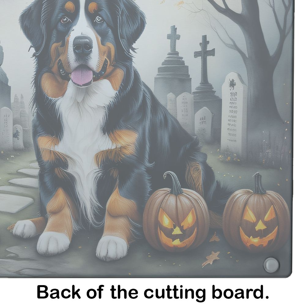NEW Bernese Mountain Dog Spooky Halloween Glass Cutting Board Decorative Tempered Glass Kitchen Cutting and Serving Board Large Size Chopping Board