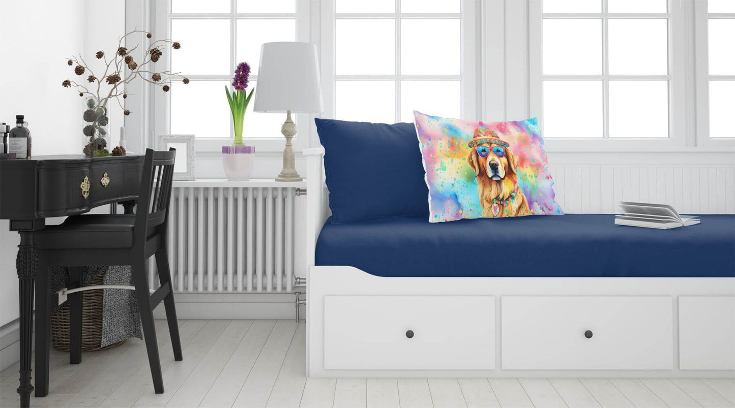 Golden Retriever Hippie Dawg Standard Pillowcase Lightweight Super Soft Easy Care Decorative Artwork Pillowcase, Standard