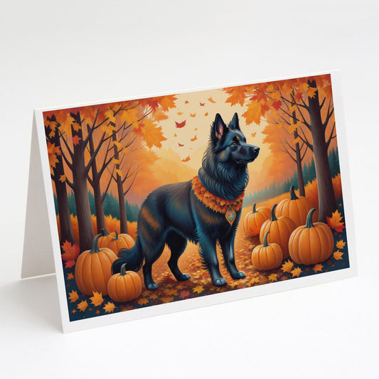 Belgian Sheepdog Fall Greeting Cards Pack of 8 Blank Cards with Envelopes Whimsical A7 Size 5x7 Blank Note Cards