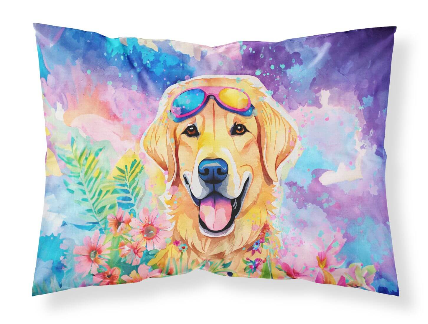 Yellow Labrador Hippie Dawg Standard Pillowcase Lightweight Super Soft Easy Care Decorative Artwork Pillowcase, Standard