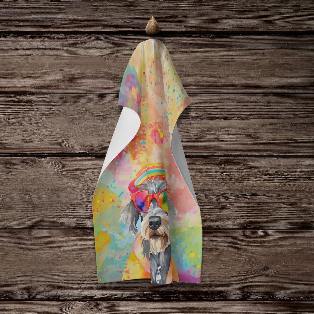 Schnauzer Hippie Dawg Kitchen Towel Dish Cloths Guest Hand Towel Decorative Bathroom Towel for Face,Tea, Dishcloth, Kitchen and Bath