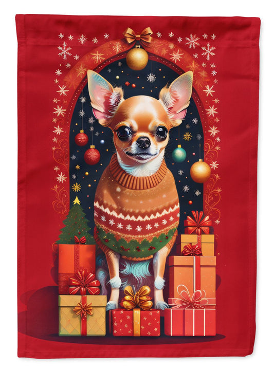 Chihuahua Holiday Christmas House Flag Large Porch Sleeve Pole Decorative Outside Yard Banner Artwork Wall Hanging, Polyester, House Size, Multicolor