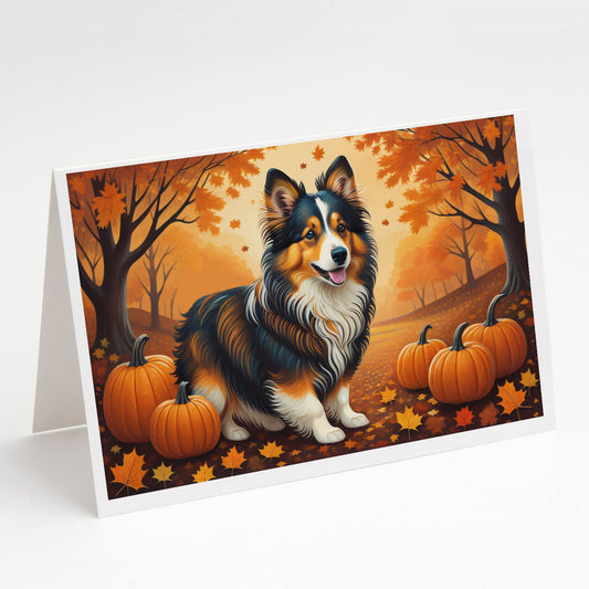 Sheltie Fall Greeting Cards Pack of 8 Blank Cards with Envelopes Whimsical A7 Size 5x7 Blank Note Cards